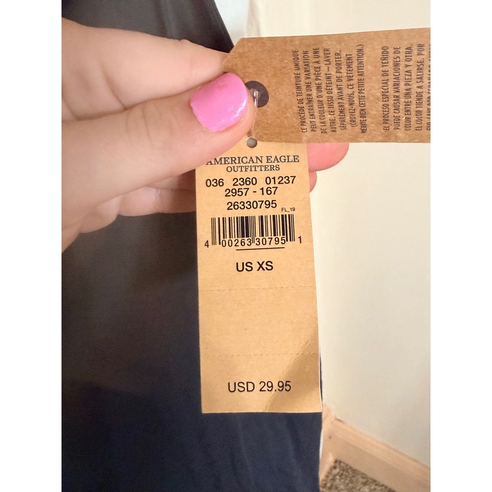 American Eagle Soft & Sexy Lace Up Tank Top Black XS 2957-167 Sleeveless Tee - Picture 3 of 3